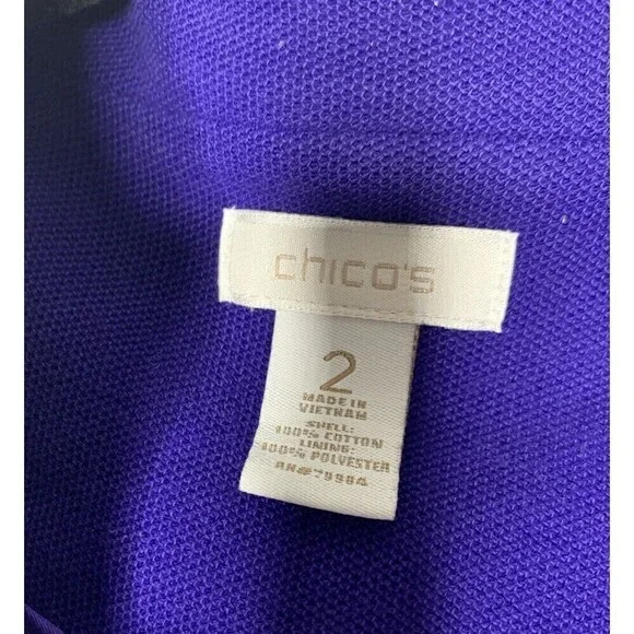 Chicos Women Size 2/Large Blue/ Purple Jacket Stripes Cotton Double Button - Picture 6 of 9